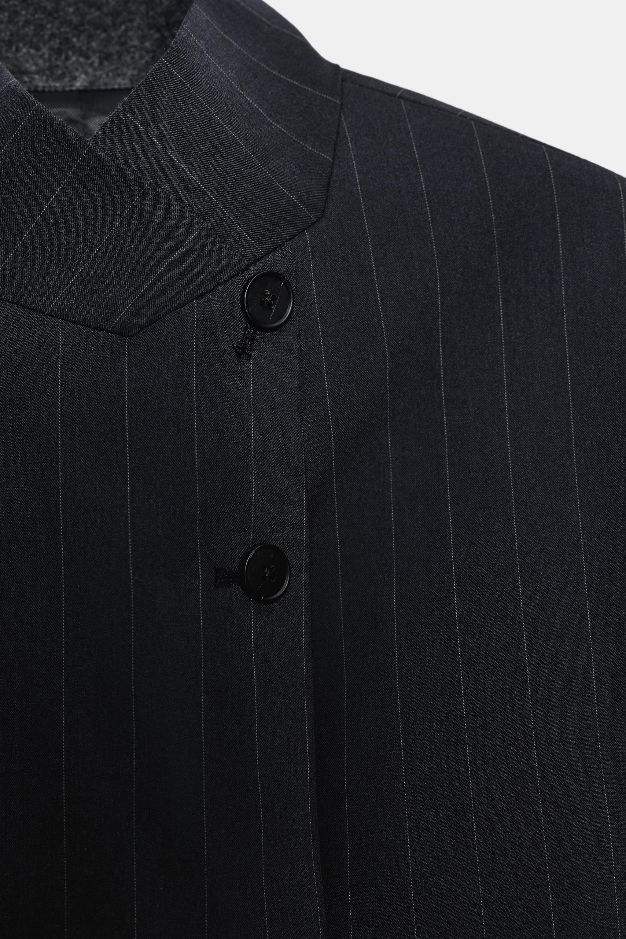 ZW COLLECTION PINSTRIPE HIGH NECK BLAZER
